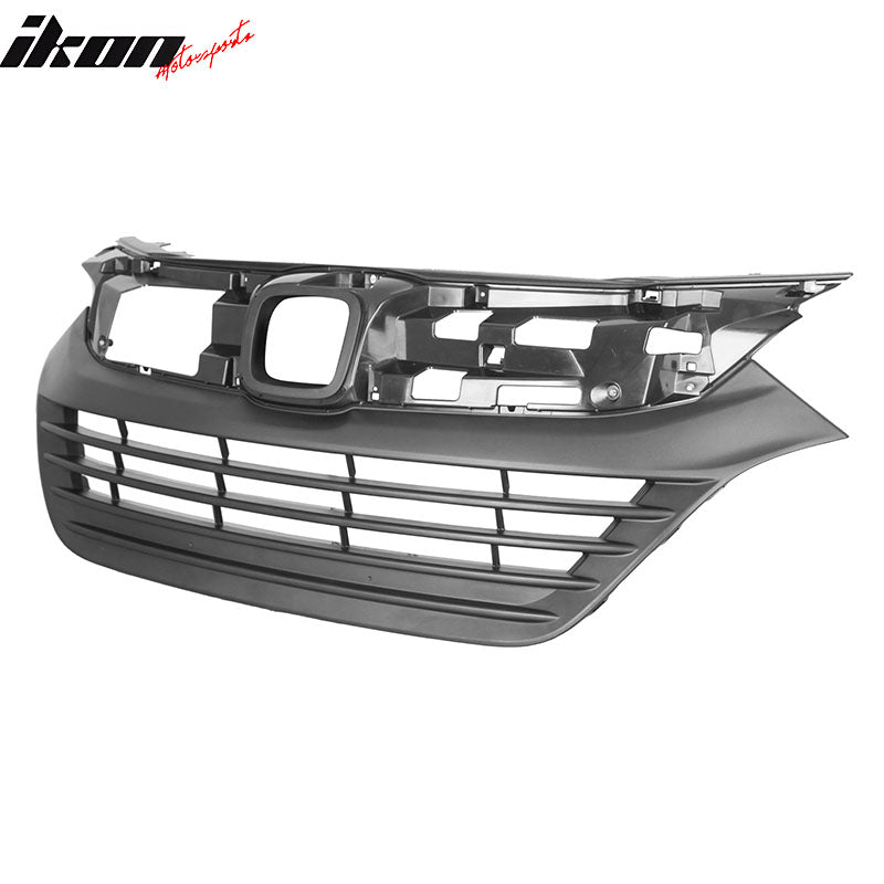 IKON MOTORSPORTS Front Upper Grille, Compatible with 2019-2022 Honda HR-V EX EX-L LX, OE Style Dark Gray ABS Replacement Front Bumper Hood Grill