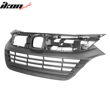 IKON MOTORSPORTS Front Upper Grille, Compatible with 2019-2022 Honda HR-V EX EX-L LX, OE Style Dark Gray ABS Replacement Front Bumper Hood Grill