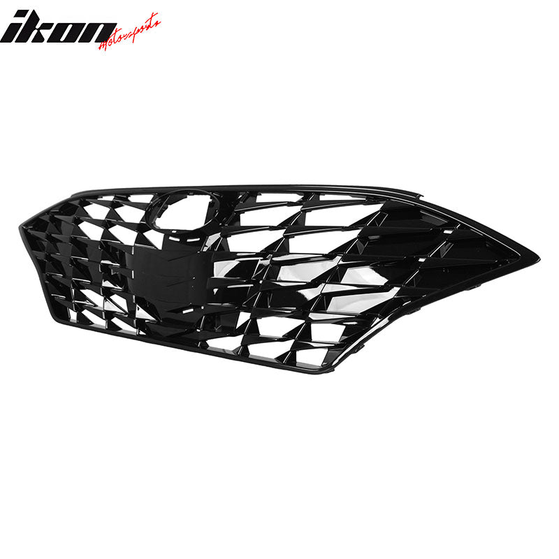 IKON MOTORSPORTS Front Upper Grille, Compatible with 2020-2022 Hyundai Sonata SEL/SEL Plus/Sport, OE Style Black ABS Replacement Front Bumper Hood Grill