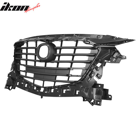 IKON MOTORSPORTS Front Upper Grille, Compatible with 2017-2018 Mazda 3 Sport & Touring (Mexico Built), OE Style Black PP Polypropylene Replacement Front Bumper Hood Grill
