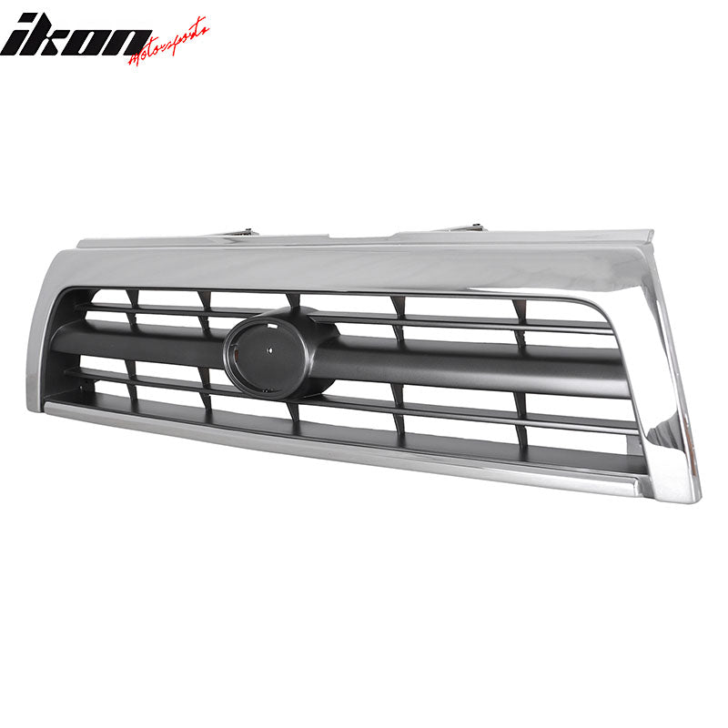 IKON MOTORSPORTS Front Upper Grille, Compatible with 1996-1998 Toyota 4Runner, OE Style Chrome ABS Replacement Front Bumper Hood Grill