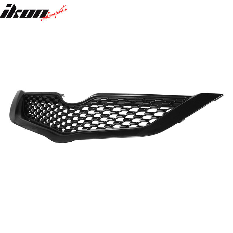 IKON MOTORSPORTS Front Upper Grille, Compatible with 2009-2012 Toyota Yaris Sedan, OE Style Black ABS Replacement Front Bumper Hood Grill