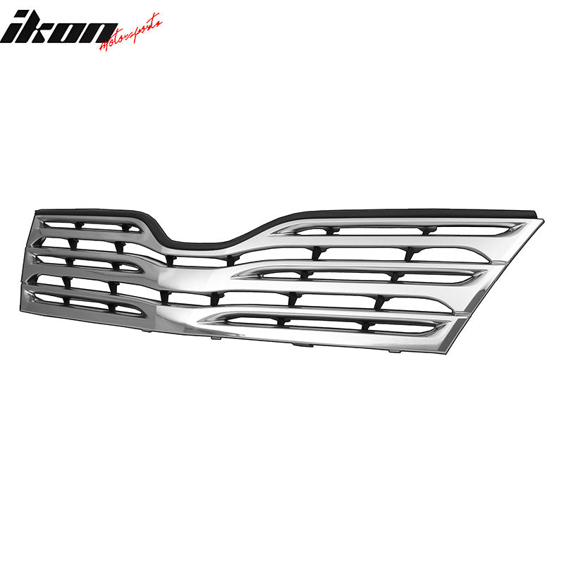 IKON MOTORSPORTS Front Upper Grille, Compatible with 2009-2012 Toyota Venza, OE Style Chrome with Black Insert ABS Replacement Front Bumper Hood Grill