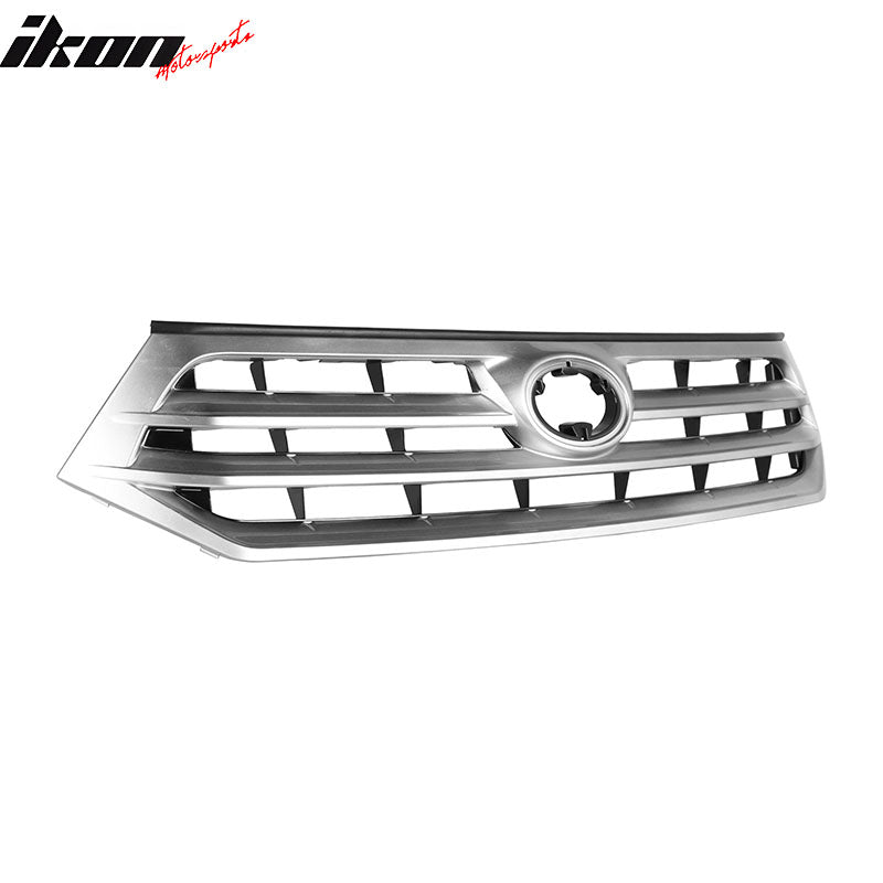 Fits 11-13 Toyota Highlander OE Style Front Bumper Upper Grille Cover Silver ABS