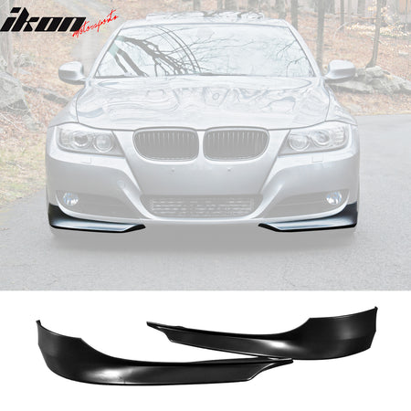 Compatible With 2009-2012 BMW E90 3-Series 328I 335 2 Piece Front Bumper Lip PP + Splitter PU