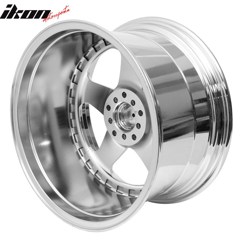 (4) 18X9.0 +30 5X100 / 5X114.3 Step Lip 5 Spoke Wheels Rims - Chrome