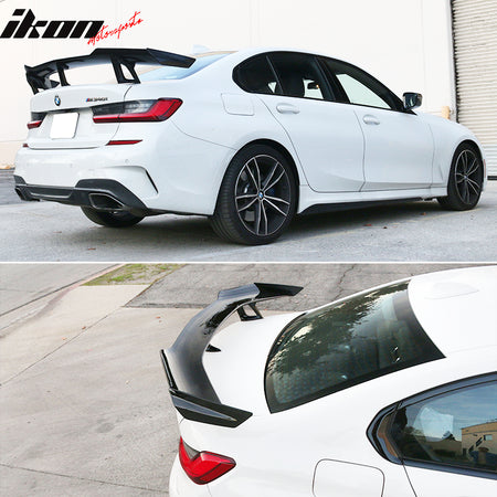 IKON MOTORSPORTS, Trunk Spoiler Compatible With Universal Vehicles, ZL1 1LE Style ABS Unpainted Rear Tail Boot Lid Wing Add On Deck Lid