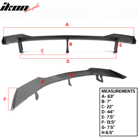 Universal 3 Post Racing Rear Trunk Spoiler Wing Lip Unpainted Black ABS