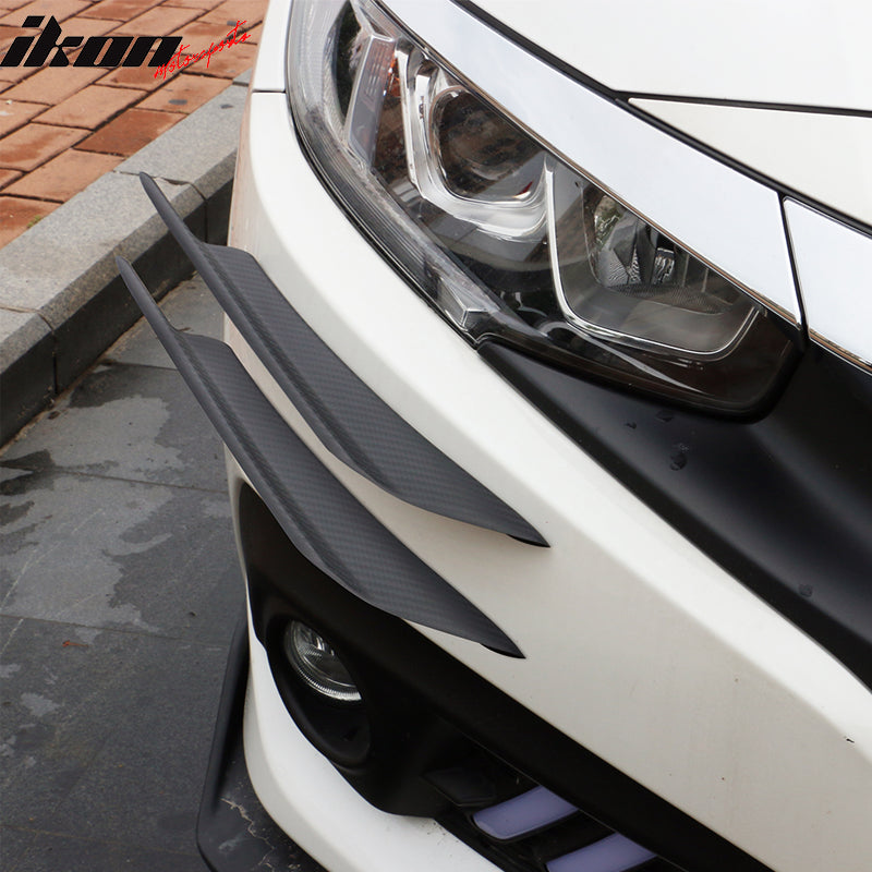 Universal Real Carbon Fiber Front Bumper Lip Diffuser Splitter Canard Set – 4pc Adhesive Mount