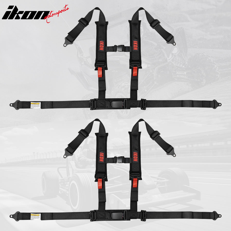 Universal 4 Point Racing Seat Belt Harness 2" Strap Buckle Black