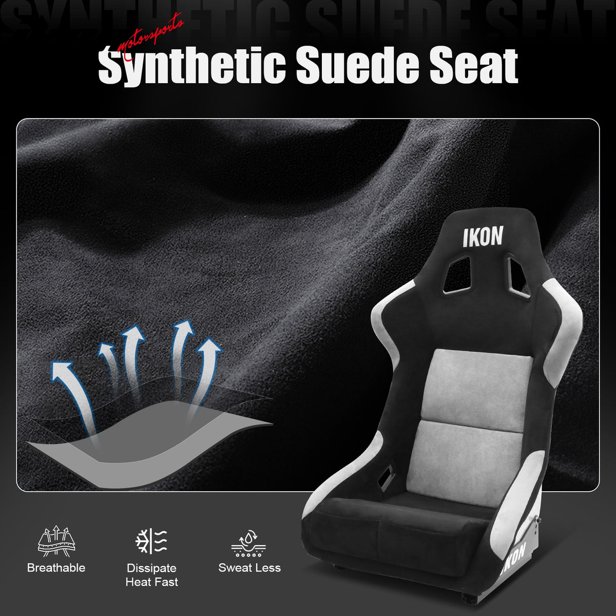 Pair Universal Ergonomic Racing Seats w/ Slider 4 Point 2" Belt Harness Black