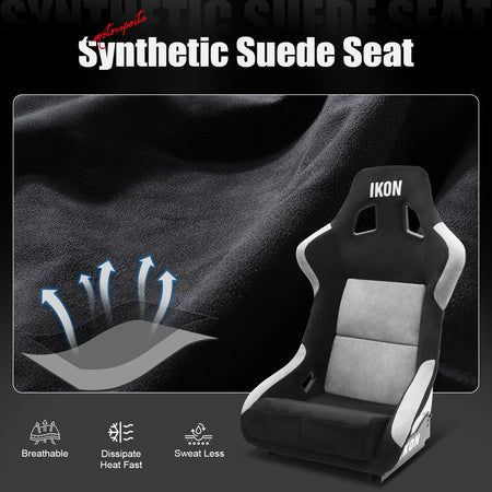Pair Universal Ergonomic Racing Seats w/ Slider 4 Point 2" Belt Harness Black