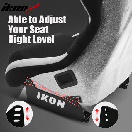 Pair Universal Ergonomic Racing Seats w/ Slider 4 Point 2" Belt Harness Black