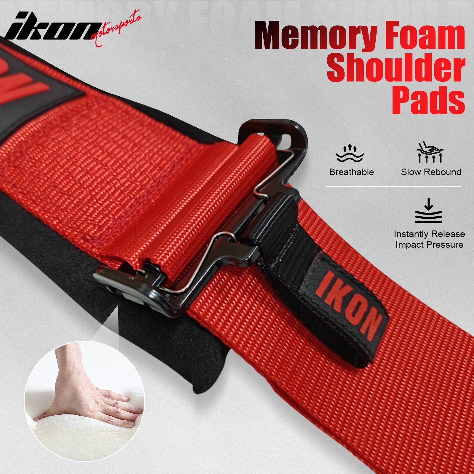 Universal Pair 4 Point Adjustable Racing Seat Belt Harness 3" Strap Buckle Red