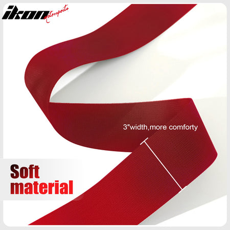 Universal Pair 4 Point Adjustable Racing Seat Belt Harness 3" Strap Buckle Red