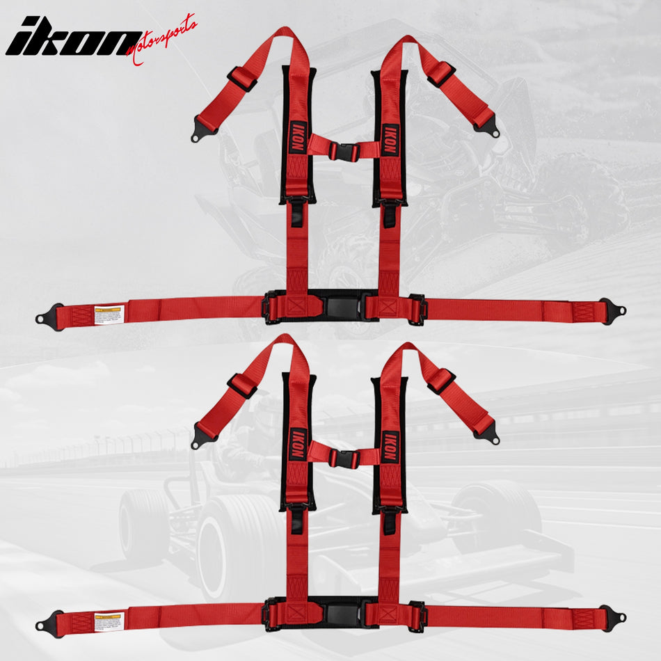 Universal 4 Point Racing Seat Belt Harness 2" Strap Buckle Red