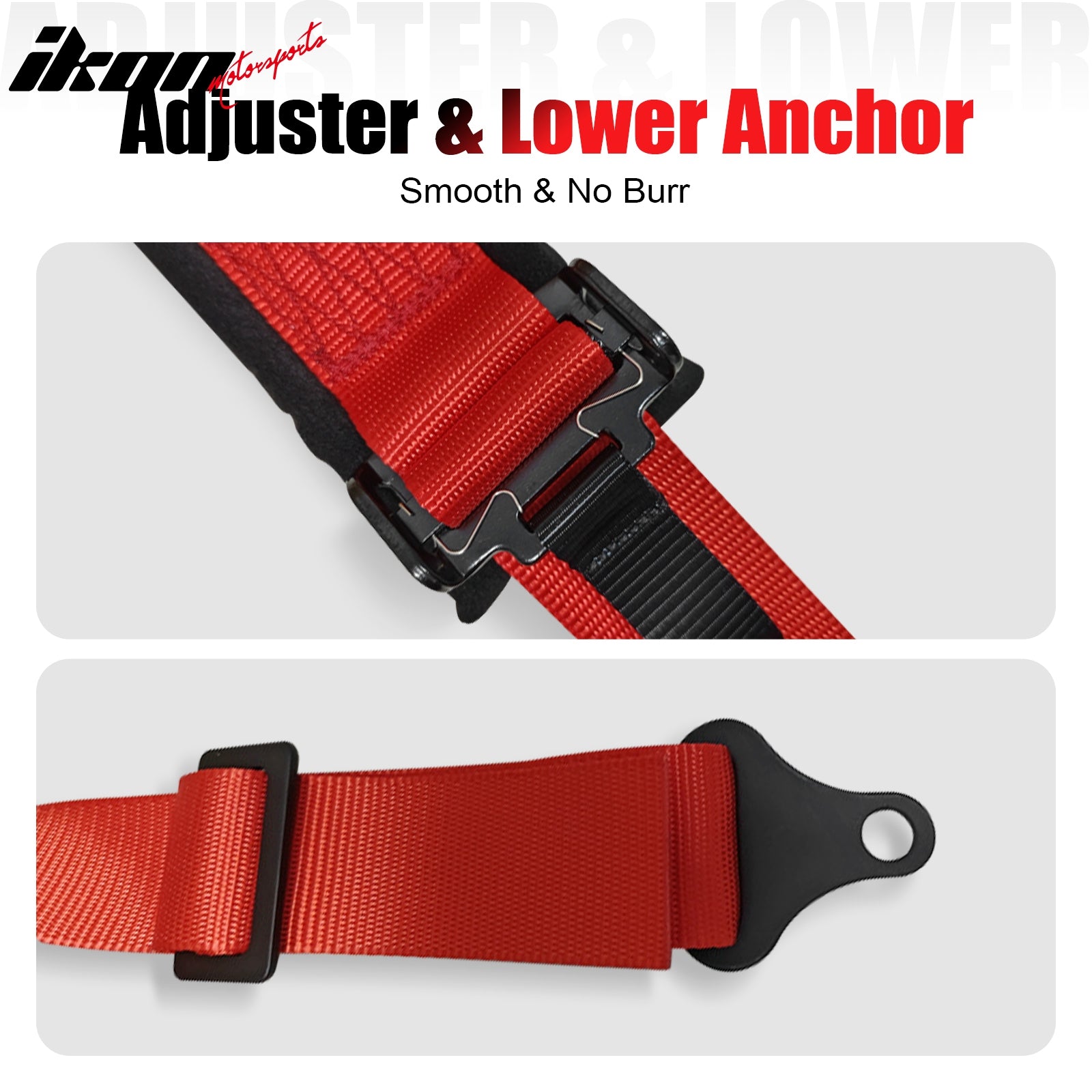 Universal Pair 4 Point Adjustable Racing Seat Belt Harness 2" Strap Buckle Red