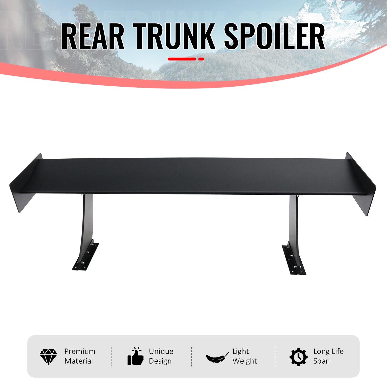 Universal 61" GTC250 Style Trunk Spoiler Rear Racing Wing (V4A Leg + Side Plate)