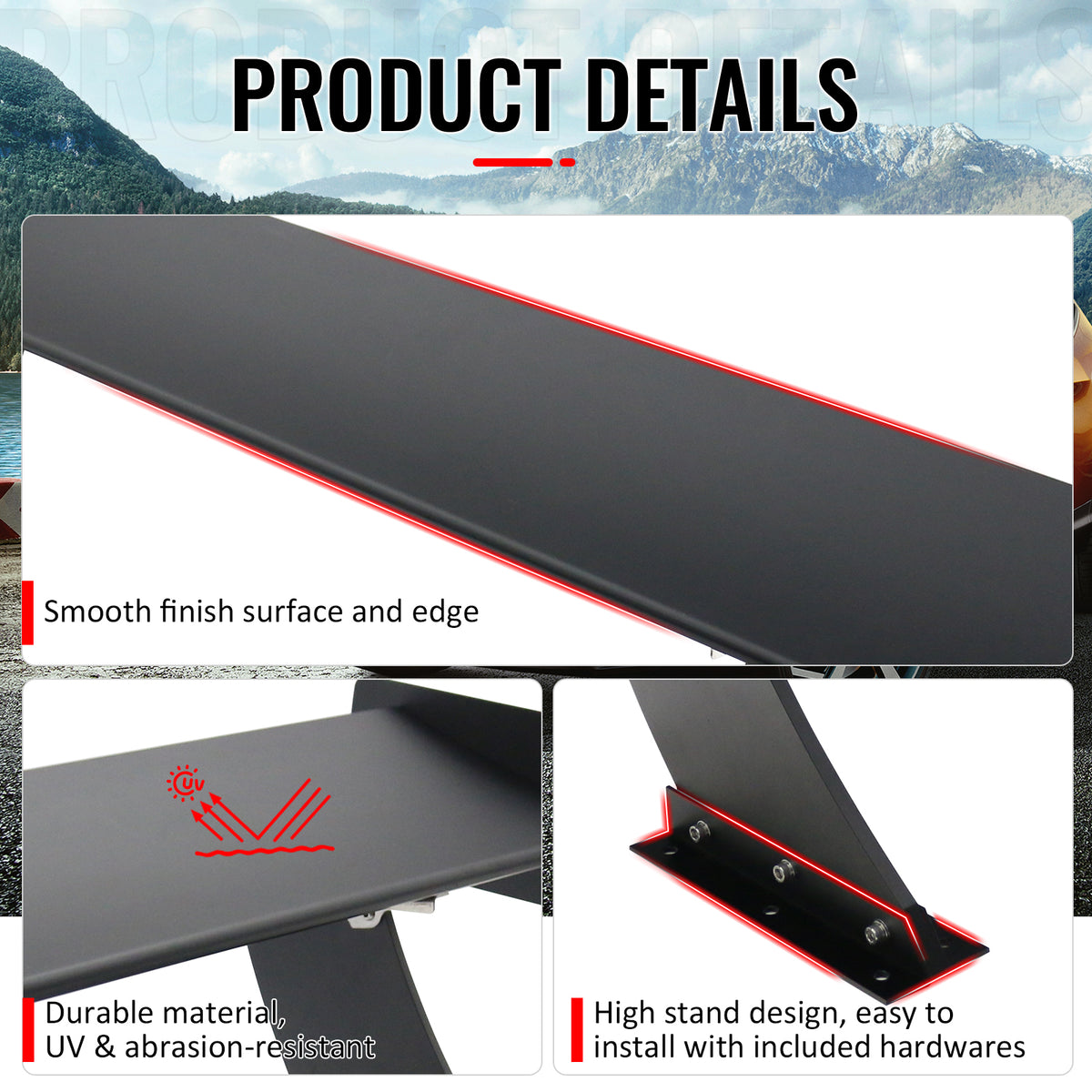 Universal 61" GTC250 Style Trunk Spoiler Rear Racing Wing (V4A Leg + Side Plate)