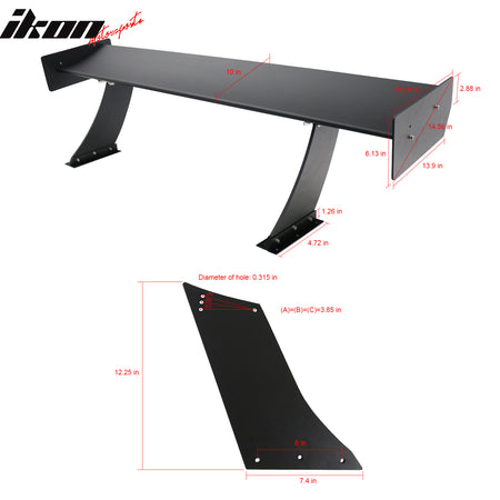 Universal 61" GTC250 Style Trunk Spoiler Rear Racing Wing (V4A Leg + Side Plate)