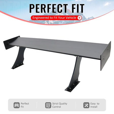IKON MOTORSPORTS, Universal Fit Trunk Spoiler, 61'' GTC250 Spoiler Blade + V1 Brackets V4B Legs + Matte Black Side Plates ABS + Aluminum Rear Trunk Spoiler Wing, for Most Coupe Sedan Hatchback Wagon