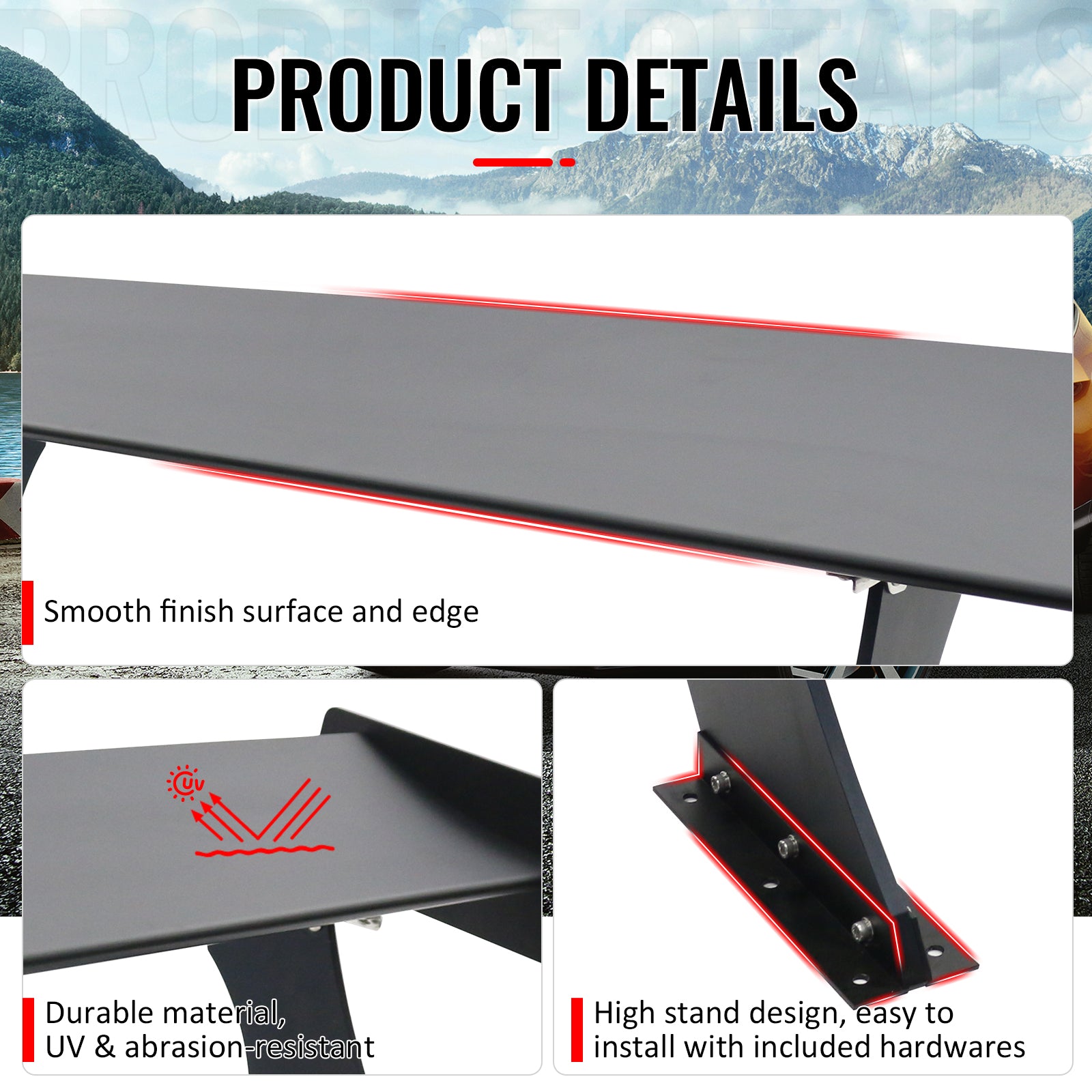 Universal 61" GTC250 Style Trunk Spoiler Rear Racing Wing (V4B Leg + Side Plate)