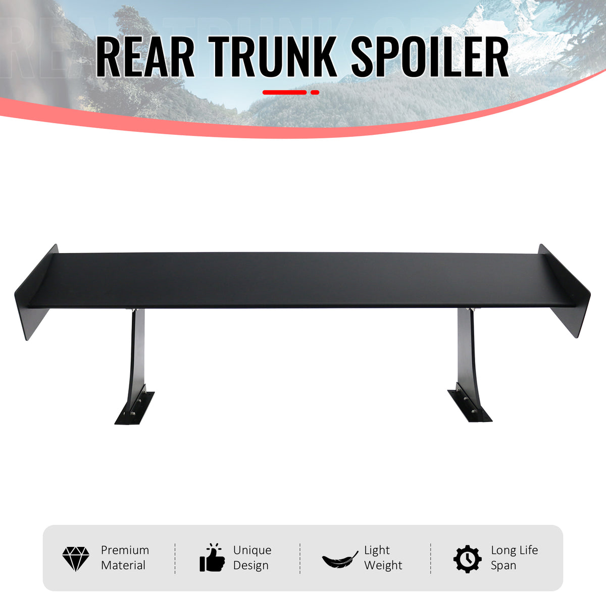 Universal 61" GTC250 Style Trunk Spoiler Rear Racing Wing (V4C Leg + Side Plate)