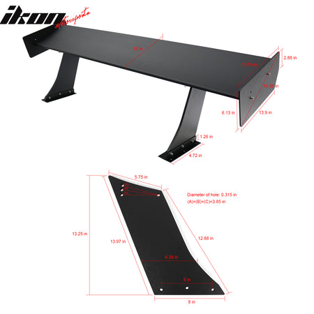 Universal 61" GTC250 Style Trunk Spoiler Rear Racing Wing (V4C Leg + Side Plate)