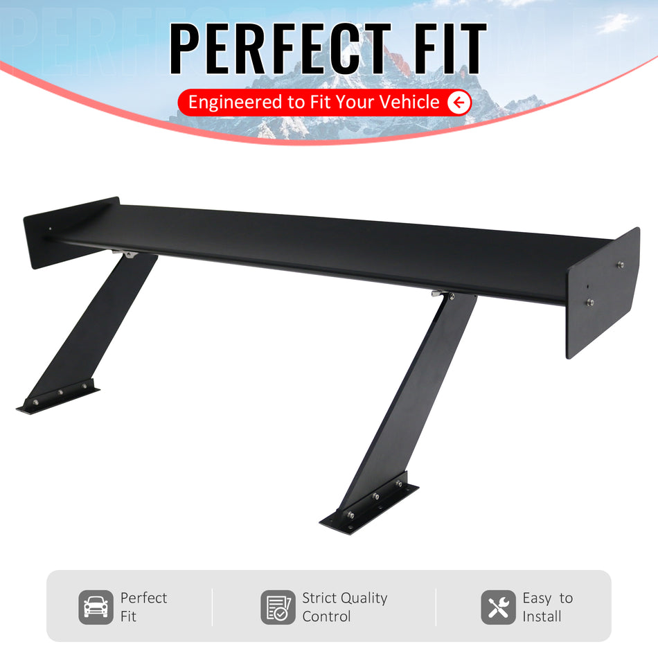 IKON MOTORSPORTS, Universal Fit Trunk Spoiler, 61'' GTC250 Spoiler Blade + V1 Brackets V4D Legs + Matte Black Side Plates ABS + Aluminum Rear Trunk Spoiler Wing, for Most Coupe Sedan Hatchback Wagon