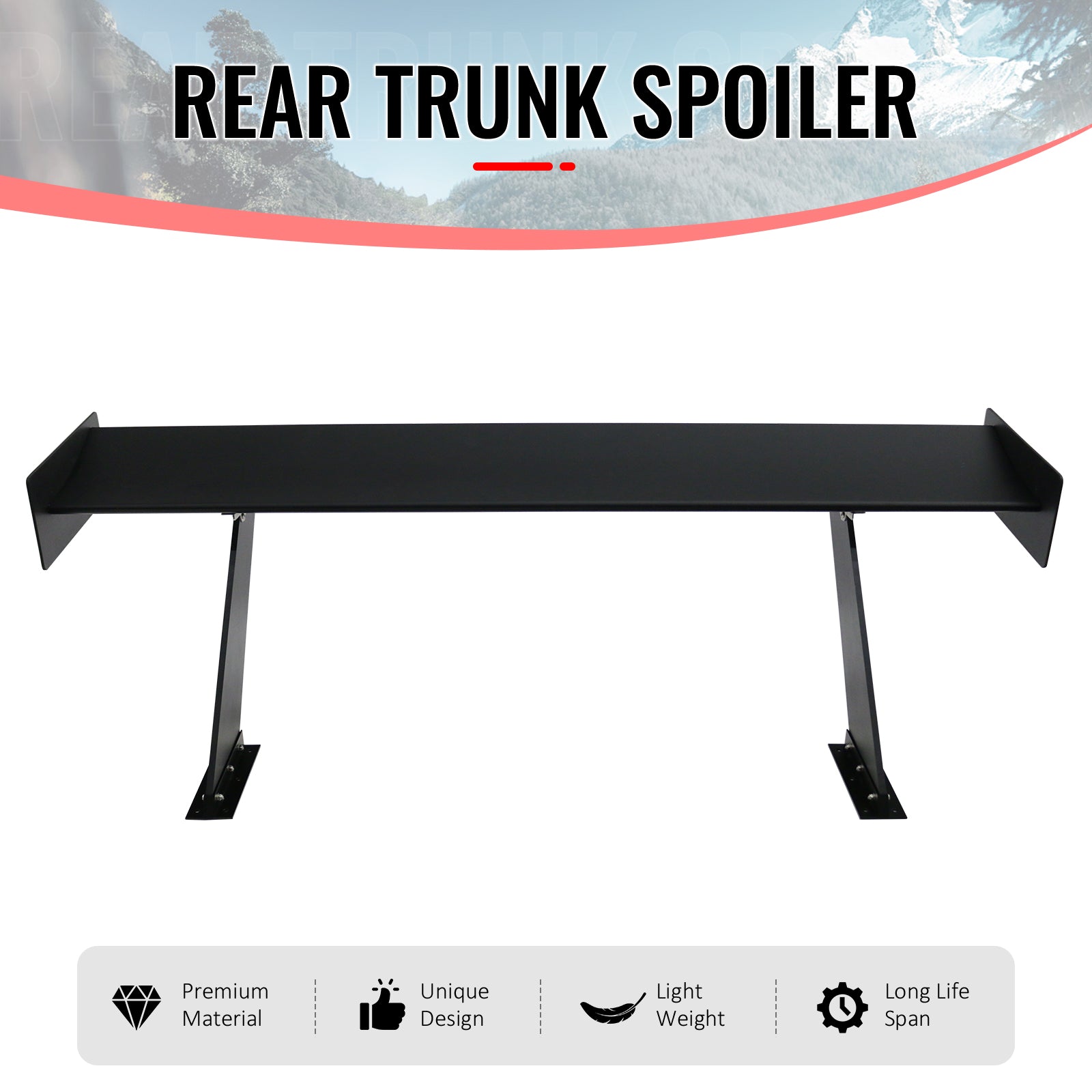 Universal 61" GTC250 Style Trunk Spoiler Rear Racing Wing (V4D Leg + Side Plate)