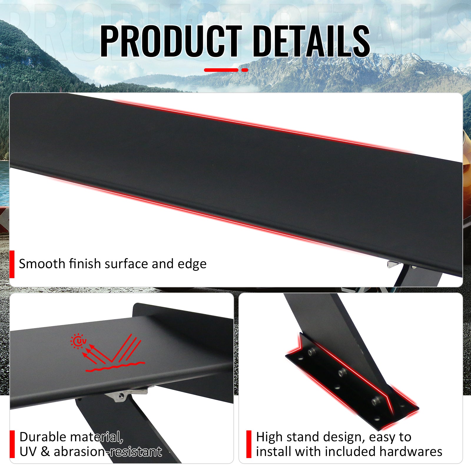Universal 61" GTC250 Style Trunk Spoiler Rear Racing Wing (V4D Leg + Side Plate)