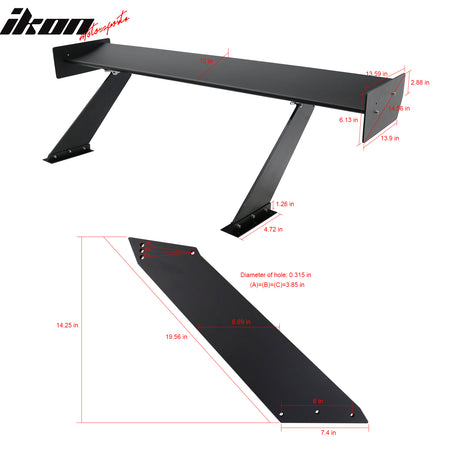 Universal 61" GTC250 Style Trunk Spoiler Rear Racing Wing (V4D Leg + Side Plate)
