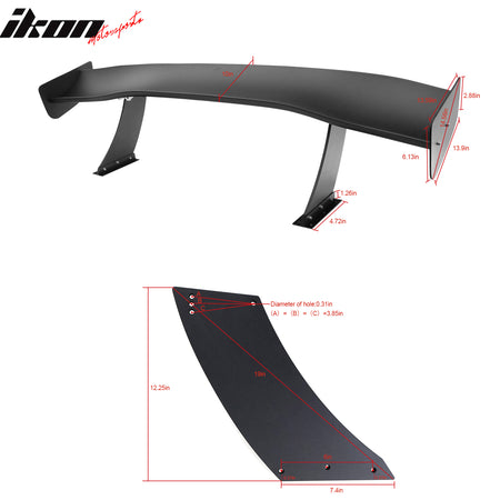 Universal 67" GTC300 Style Trunk Spoiler Rear Racing Wing (V4A Leg + Side Plate)