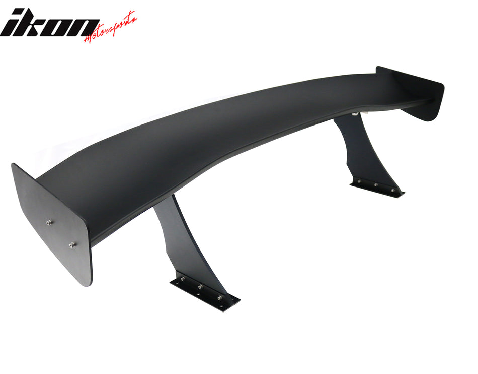 IKON MOTORSPORTS, Universal Fit Trunk Spoiler, 67'' GTC300 Spoiler Blade + V1 Brackets V4B Legs + Matte Black Side Plates ABS + Aluminum Rear Trunk Spoiler Wing, for Most Coupe Sedan Hatchback Wagon