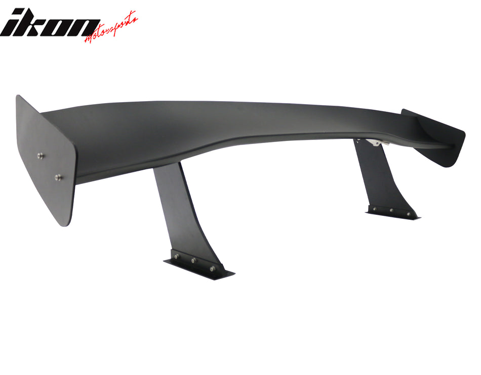IKON MOTORSPORTS, Universal Fit Trunk Spoiler, 67'' GTC300 Spoiler Blade + V1 Brackets V4C Legs + Matte Black Side Plates ABS + Aluminum Rear Trunk Spoiler Wing, for Most Coupe Sedan Hatchback Wagon