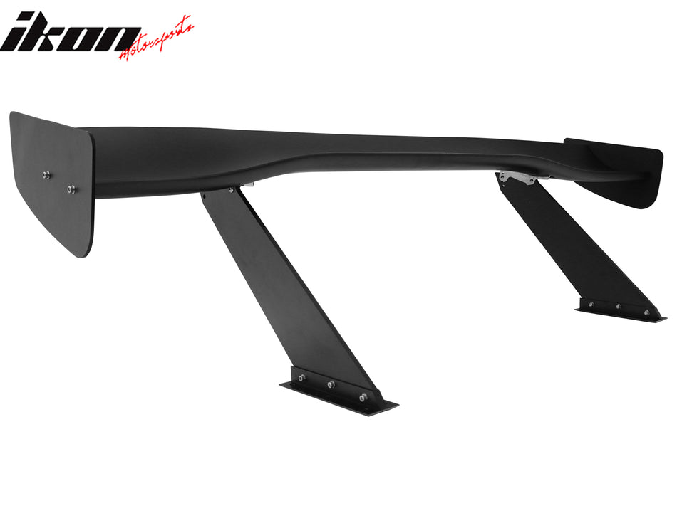 IKON MOTORSPORTS, Universal Fit Trunk Spoiler, 67'' GTC300 Spoiler Blade + V1 Brackets V4D Legs + Matte Black Side Plates ABS + Aluminum Rear Trunk Spoiler Wing, for Most Coupe Sedan Hatchback Wagon