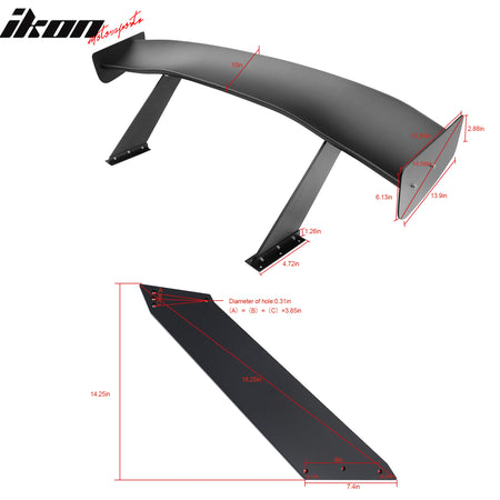 Universal 67" GTC300 Style Trunk Spoiler Rear Racing Wing (V4D Leg + Side Plate)