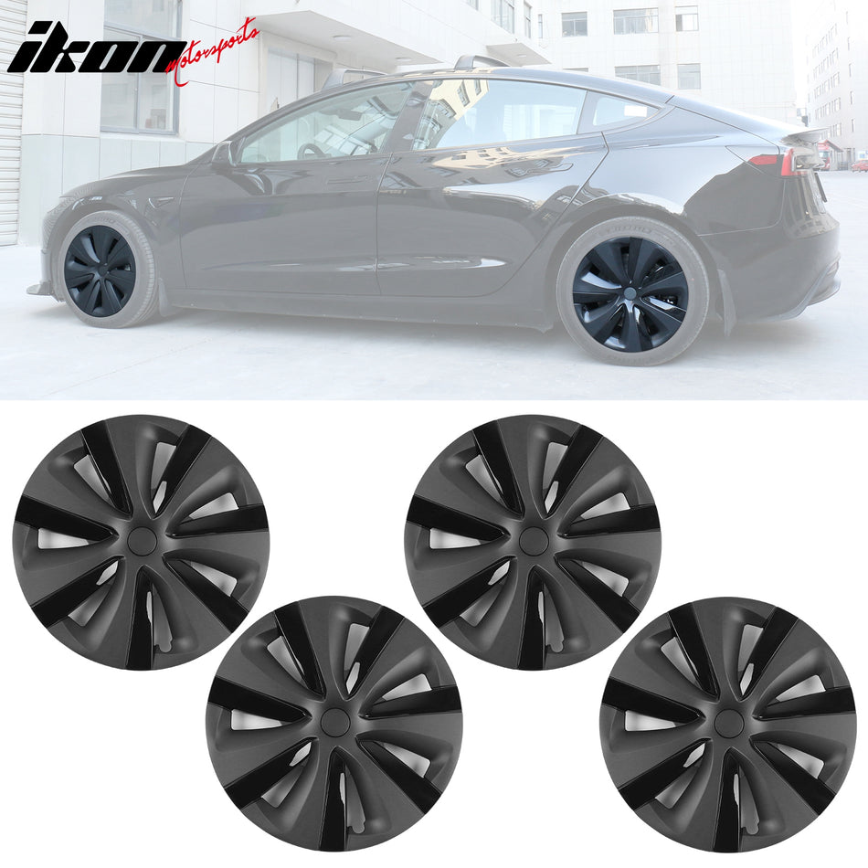 2024-2025 Tesla Model 3 18'' S Style Wheel Covers Gunmetal&Gloss Black