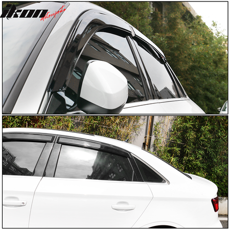 Fits 13-19 Audi A3 S3 RS3 Sedan Window Visors Acrylic Rain Guard Wind Deflector