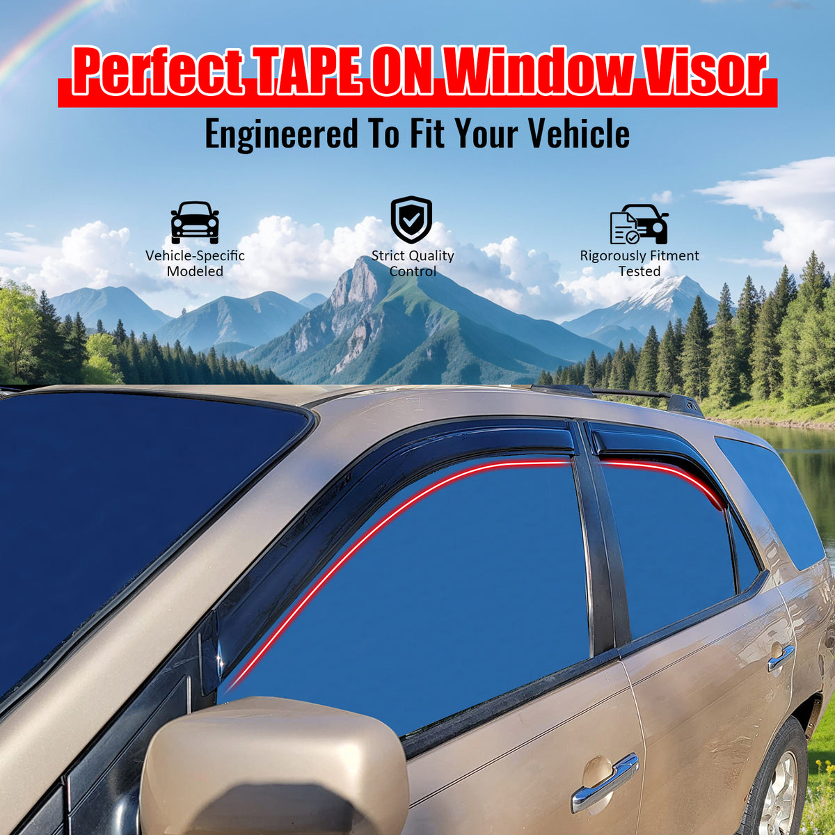 Window Visor Compatible With 2001-2006 ACURA MDX, Acrylic Smoke Tinted & Semi-transparent Sun Rain Wind Guards Shield Vent by IKON MOTORSPORTS, 2002 2003 2004 2005