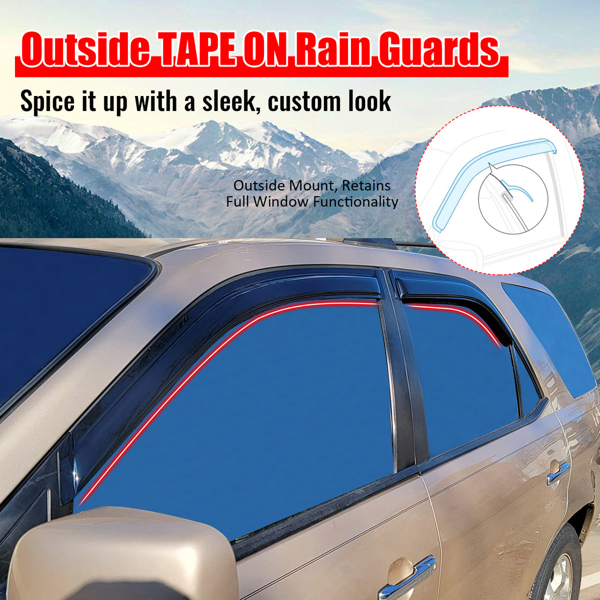 Fits 01-06 Acura MDX Acrylic 4PCS Window Visors Vent Rain Sun Windshields Guard