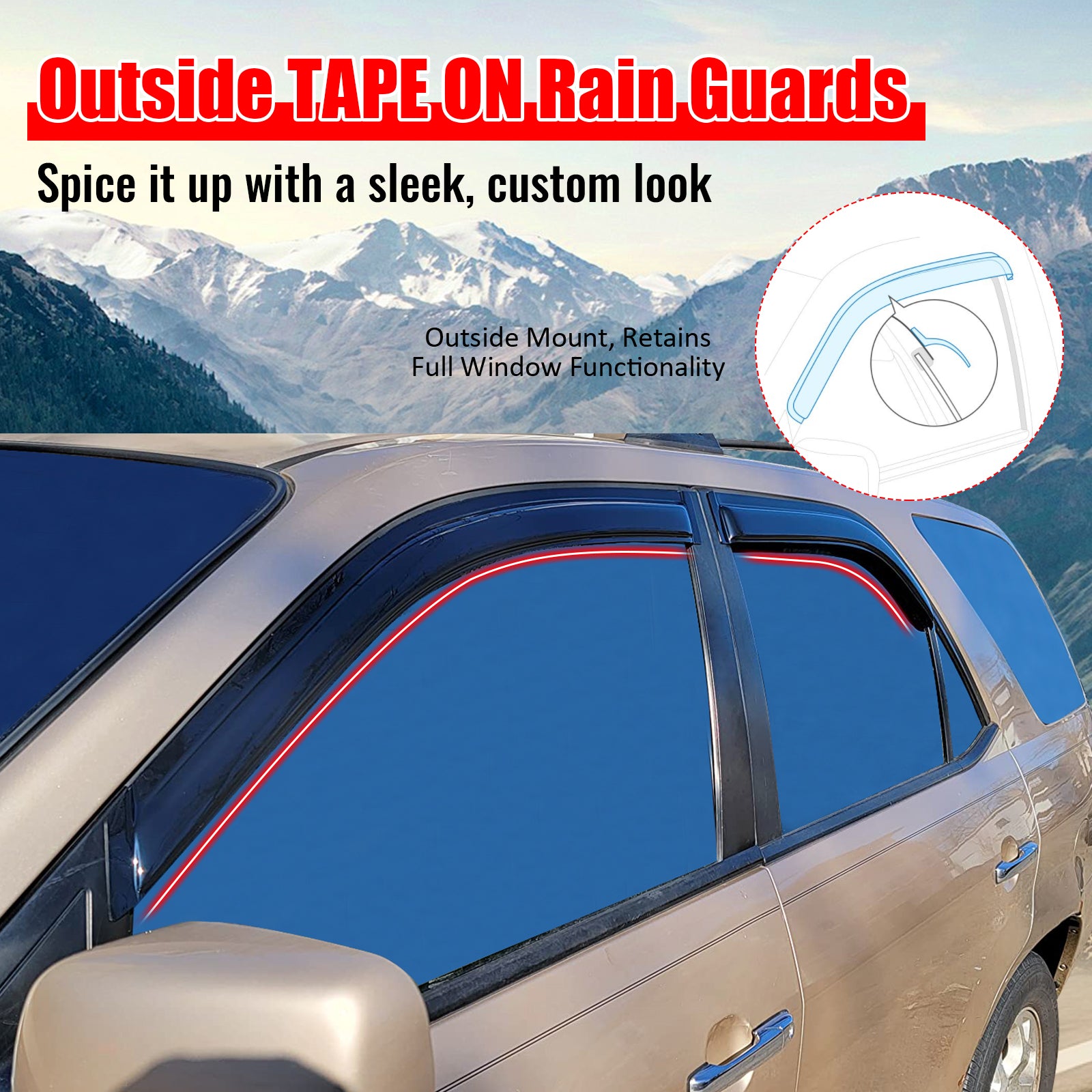 Fits 01-06 Acura MDX Acrylic 4PCS Window Visors Vent Rain Sun Windshields Guard