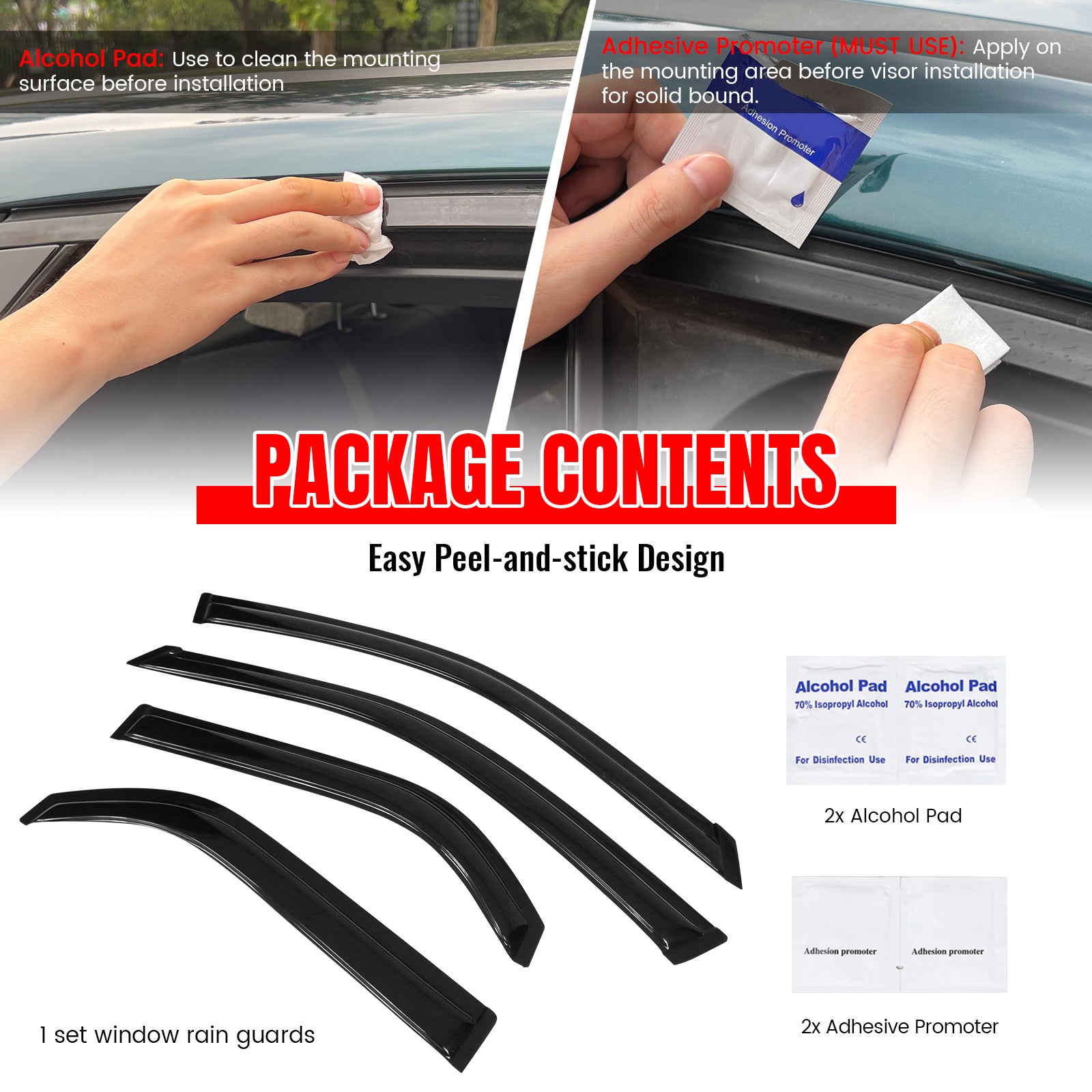 Fits 01-06 Acura MDX Acrylic 4PCS Window Visors Vent Rain Sun Windshields Guard