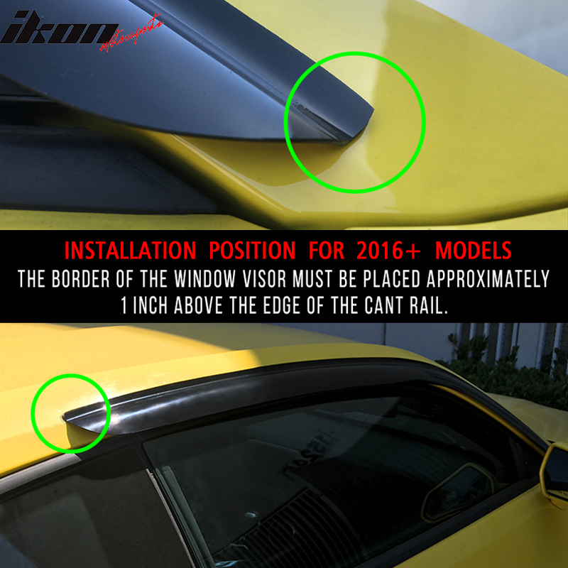 Fits 10-21 Chevy Camaro Acrylic Window Visors Sun Guard Rain Deflector 2Pc Set
