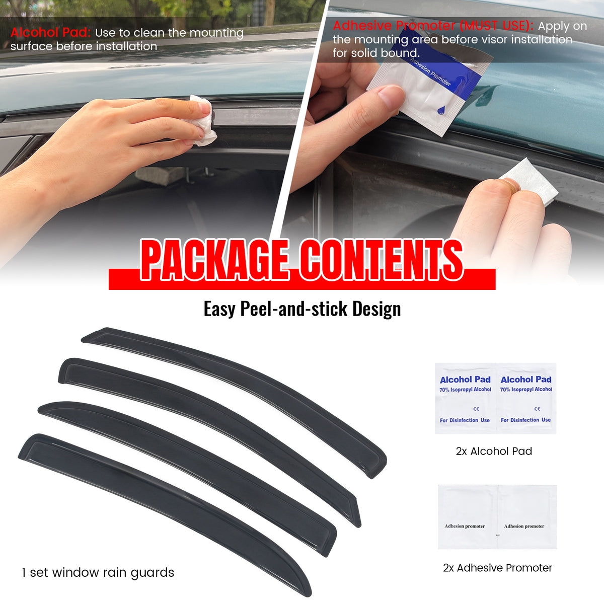 Fits 05-10 Chevy Cobalt Sedan Acrylic Window Visors Sun Guard Rain Deflector 4PC
