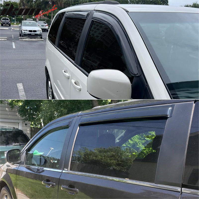 Fits 08-16 Chrysler Town & Country 08-18 Dodge Grand Caravan 4PCS Window Visors