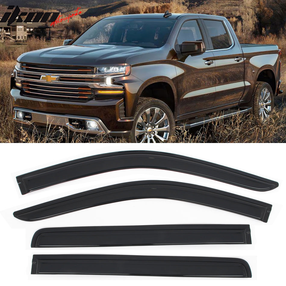 2019-2025 Chevy Silverado & GMC Sierra 1500 Crew Cab 4PC Window Visors