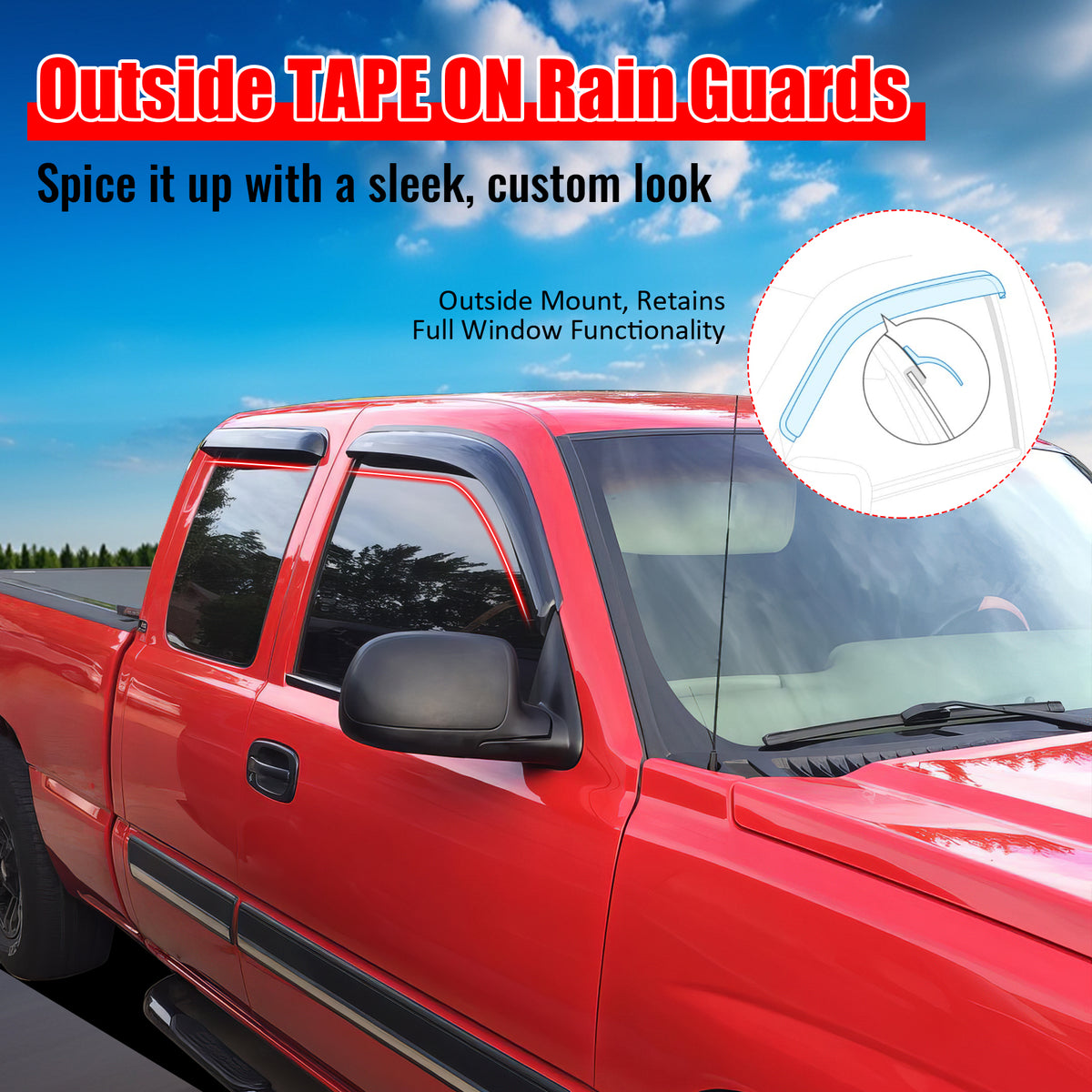 Fits 99-06 Chevy Silverado GMC Sierra Extended Cab Acrylic Window Visors 4Pc Set