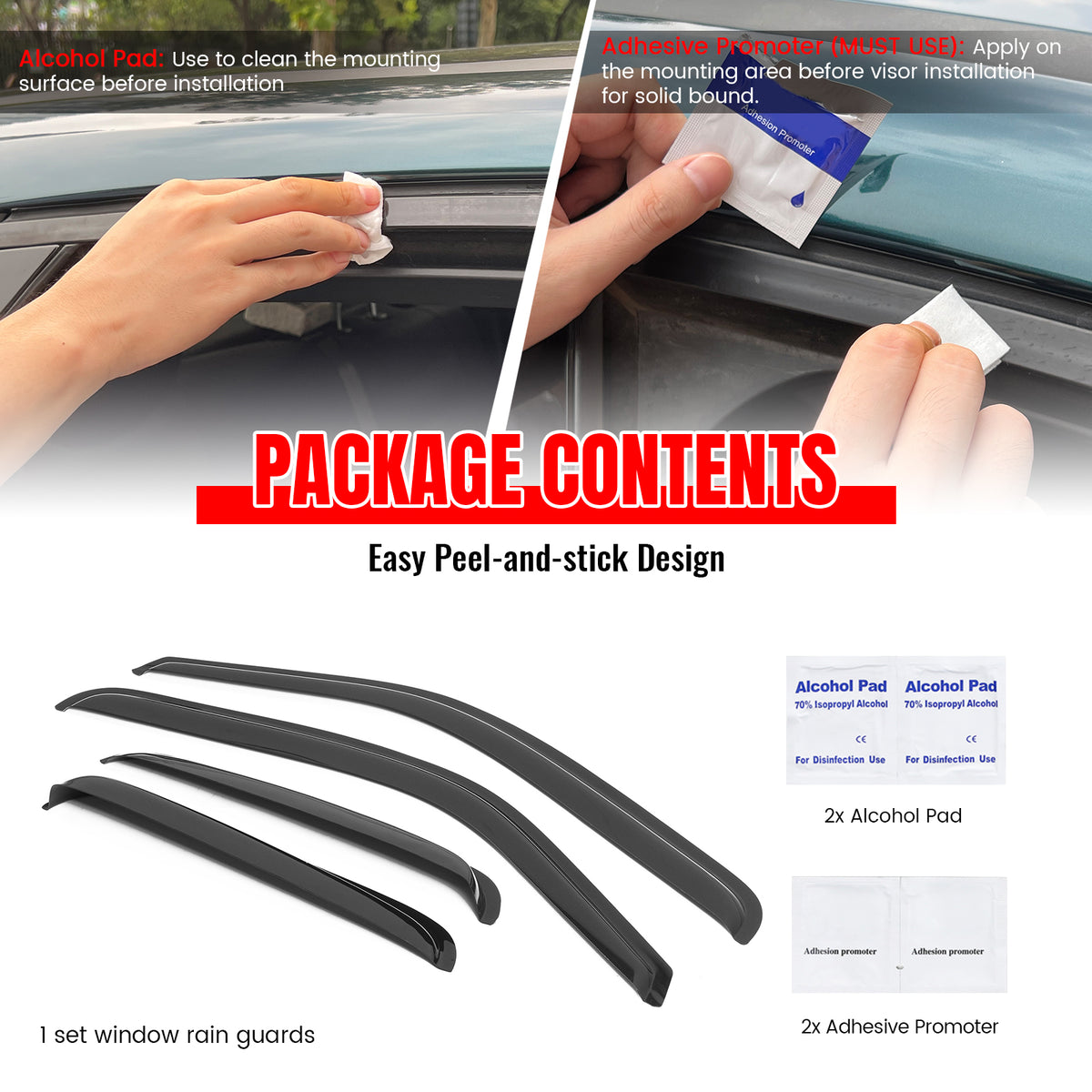 Fits 99-06 Chevy Silverado GMC Sierra Extended Cab Acrylic Window Visors 4Pc Set