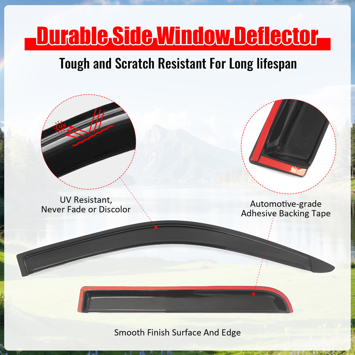 Fits 04-12 Chevy Colorado GMC Canyon Crew Cab 4PCS Window Visors Acrylic Tape-On